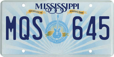 MS license plate MQS645