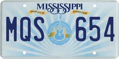 MS license plate MQS654