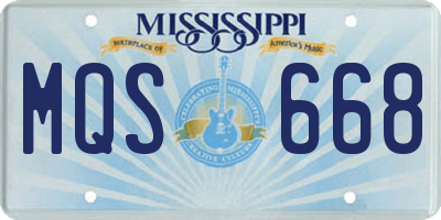 MS license plate MQS668