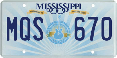 MS license plate MQS670