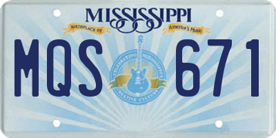 MS license plate MQS671