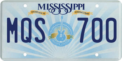 MS license plate MQS700
