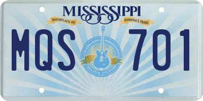 MS license plate MQS701