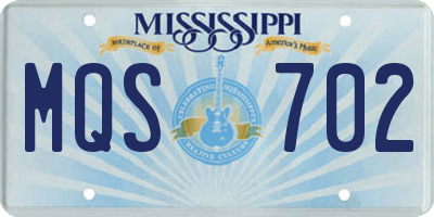 MS license plate MQS702