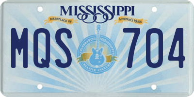 MS license plate MQS704