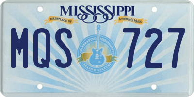 MS license plate MQS727