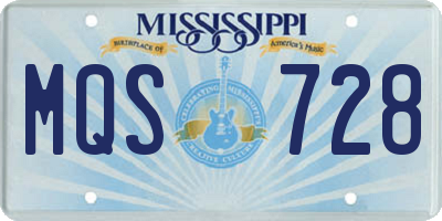 MS license plate MQS728