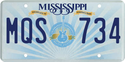 MS license plate MQS734