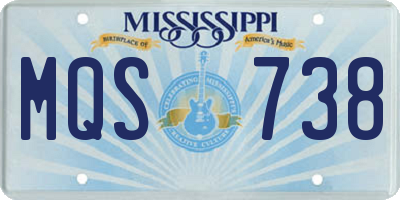 MS license plate MQS738