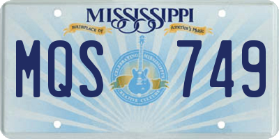 MS license plate MQS749
