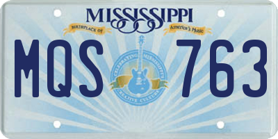 MS license plate MQS763