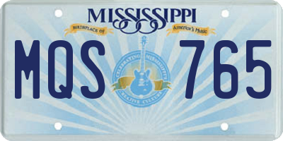 MS license plate MQS765
