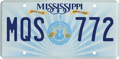 MS license plate MQS772