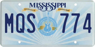 MS license plate MQS774