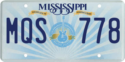 MS license plate MQS778