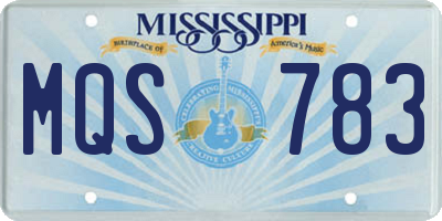 MS license plate MQS783