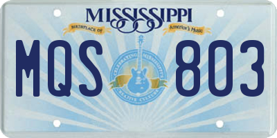 MS license plate MQS803