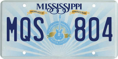 MS license plate MQS804