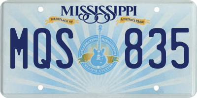MS license plate MQS835