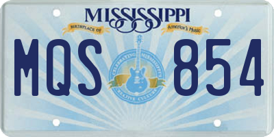 MS license plate MQS854