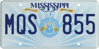MS license plate MQS855