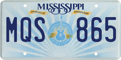 MS license plate MQS865