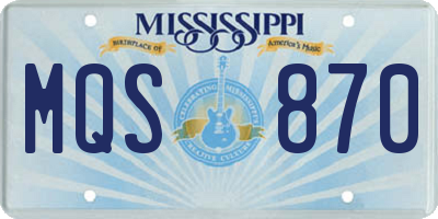 MS license plate MQS870