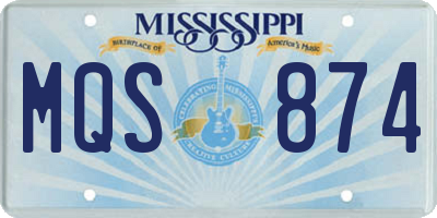 MS license plate MQS874