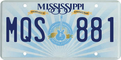 MS license plate MQS881