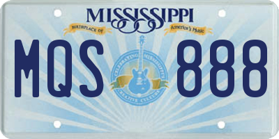 MS license plate MQS888