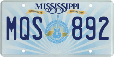 MS license plate MQS892