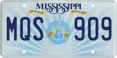 MS license plate MQS909