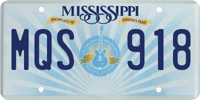 MS license plate MQS918