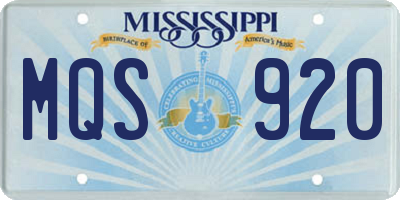 MS license plate MQS920