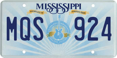 MS license plate MQS924