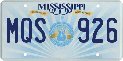 MS license plate MQS926