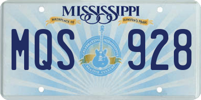 MS license plate MQS928