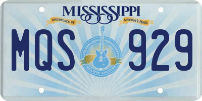 MS license plate MQS929