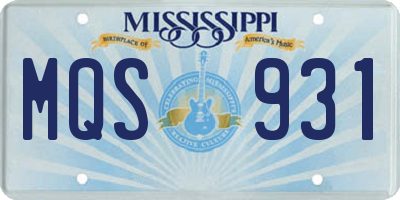 MS license plate MQS931