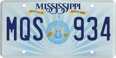MS license plate MQS934
