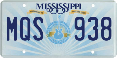 MS license plate MQS938