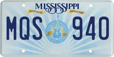 MS license plate MQS940