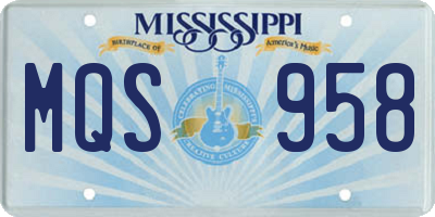 MS license plate MQS958