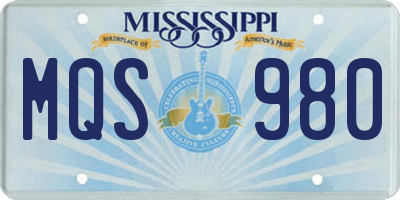 MS license plate MQS980