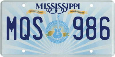 MS license plate MQS986