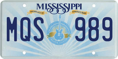 MS license plate MQS989