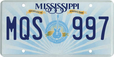 MS license plate MQS997