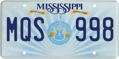 MS license plate MQS998