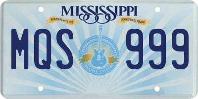 MS license plate MQS999