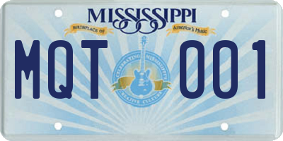 MS license plate MQT001
